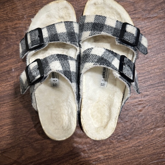 Birkenstock Arizona Shearling - Wool in Plaid White - Picture 7 of 12